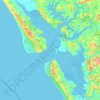 Topografische kaart Kaipara Harbour, hoogte, reliëf