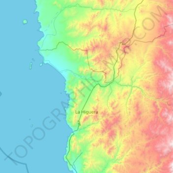 Topografische kaart La Higuera, hoogte, reliëf