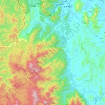 Topografische kaart Jeli, hoogte, reliëf