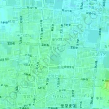 Topografische kaart 大湾社区, hoogte, reliëf