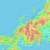 Topografische kaart Chubu Region, hoogte, reliëf