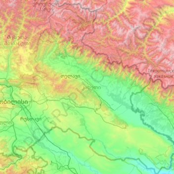 Topografische kaart Kakheti, hoogte, reliëf