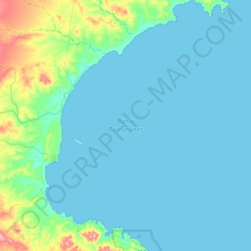 Topografische kaart Bahia Camarones, hoogte, reliëf