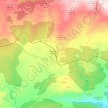 Topografische kaart Navalperal de Pinares, hoogte, reliëf
