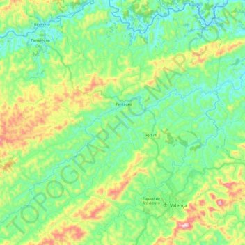 Topografische kaart Pentagna, hoogte, reliëf