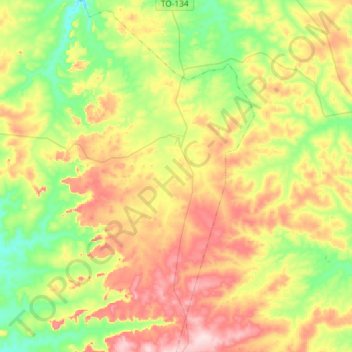 Topografische kaart Angico, hoogte, reliëf