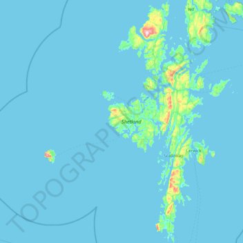 Topografische kaart Shetland, hoogte, reliëf
