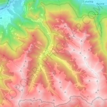 Topografische kaart Tartano, hoogte, reliëf