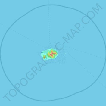 Topografische kaart Tubuai, hoogte, reliëf