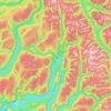 Topografische kaart Area F (Scotch Creek/Seymour Arm), hoogte, reliëf