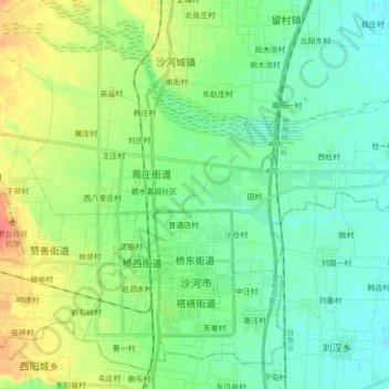 Topografische kaart Qiaodong Subdistrict, hoogte, reliëf