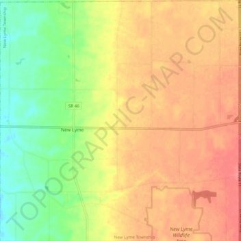 Topografische kaart New Lyme Township, hoogte, reliëf