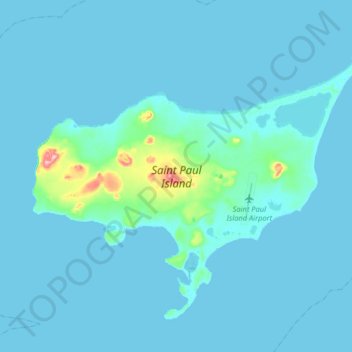 Topografische kaart Saint Paul Island, hoogte, reliëf