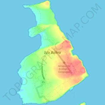Topografische kaart Isla Baltra, hoogte, reliëf