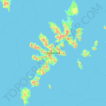 Topografische kaart Nagai Island, hoogte, reliëf