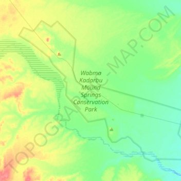 Topografische kaart Wabma Kadarbu Mound Springs Conservation Park, hoogte, reliëf