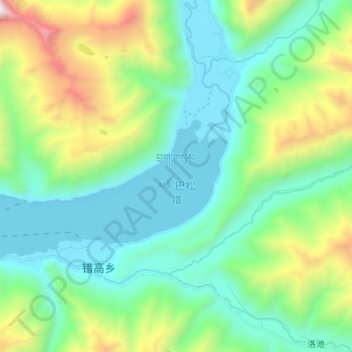 Topografische kaart Pagsum Lake, hoogte, reliëf