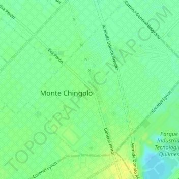 Topografische kaart Monte Chingolo, hoogte, reliëf