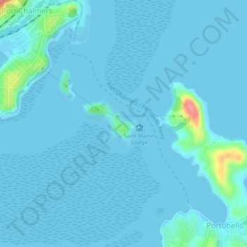 Topografische kaart Quarantine Island, hoogte, reliëf