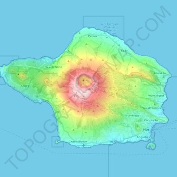 Topografische kaart Ilha do Faial, hoogte, reliëf