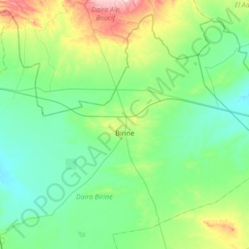 Topografische kaart Birine ⴱⵉⵔⵉⵏ البيرين, hoogte, reliëf