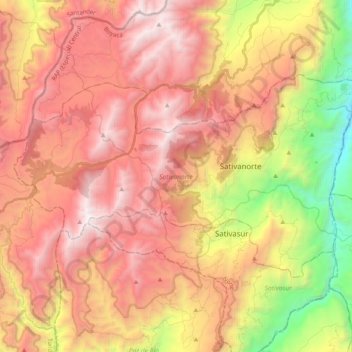 Topografische kaart Sativanorte, hoogte, reliëf