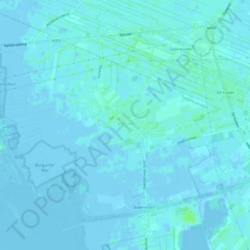 Topografische kaart Jistrum, hoogte, reliëf