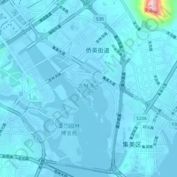 Topografische kaart 杏林湾水库, hoogte, reliëf