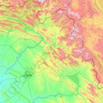 Topografische kaart هەرێمی کوردستان, hoogte, reliëf