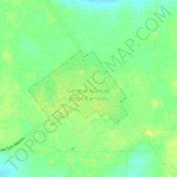 Topografische kaart General Manuel Jorge Campos, hoogte, reliëf