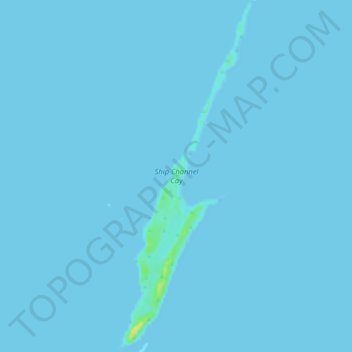 Topografische kaart Ship Channel Cay, hoogte, reliëf