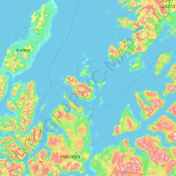 Topografische kaart Troms, hoogte, reliëf