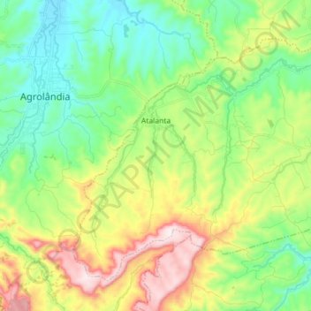 Topografische kaart Atalanta, hoogte, reliëf