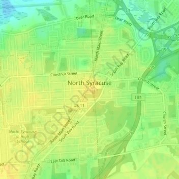 Topografische kaart North Syracuse, hoogte, reliëf