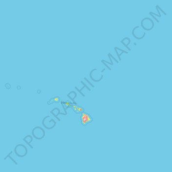 Topografische kaart Hawaiian Islands, hoogte, reliëf