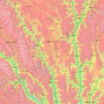 Topografische kaart Markam County, hoogte, reliëf
