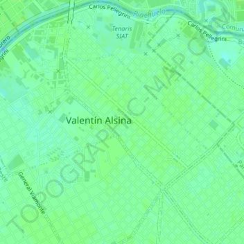 Topografische kaart Valentín Alsina, hoogte, reliëf
