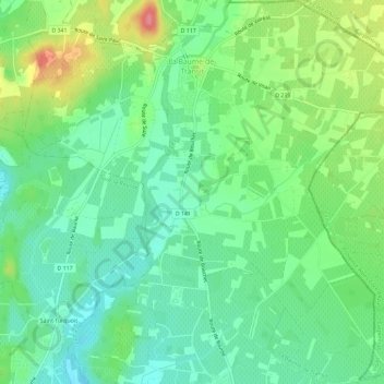 Topografische kaart La Baume-de-Transit, hoogte, reliëf