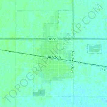 Topografische kaart Burrton, hoogte, reliëf