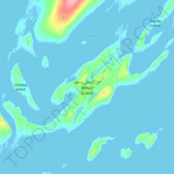 Topografische kaart Mavor Island, hoogte, reliëf