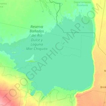 Topografische kaart Mar Chiquita, hoogte, reliëf