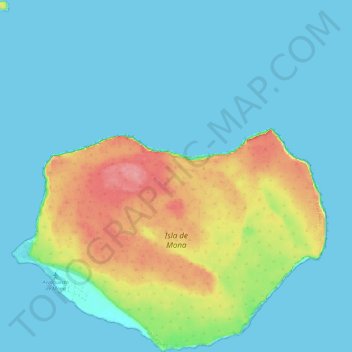 Topografische kaart Isla de Mona e Islote Monito, hoogte, reliëf
