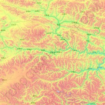 Topografische kaart Biru County, hoogte, reliëf