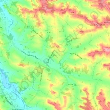 Topografische kaart Saint-Puy, hoogte, reliëf