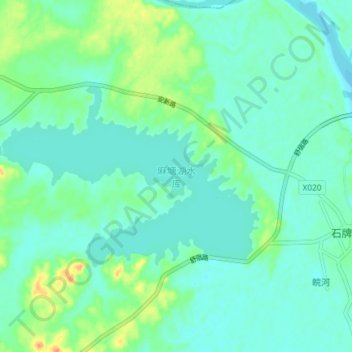 Topografische kaart 麻塘湖水库, hoogte, reliëf