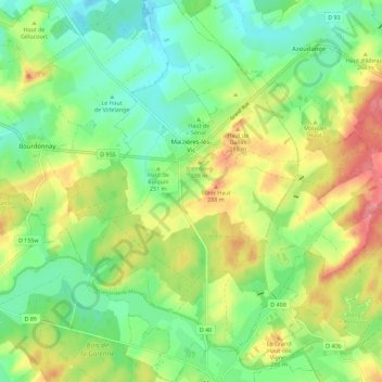 Topografische kaart Maizières-lès-Vic, hoogte, reliëf
