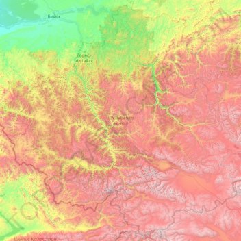 Topografische kaart Altai Republic, hoogte, reliëf