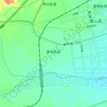 Topografische kaart Luyang Subdistrict, hoogte, reliëf