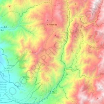 Topografische kaart Chillanes, hoogte, reliëf
