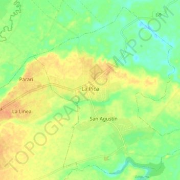 Topografische kaart La Pica, hoogte, reliëf